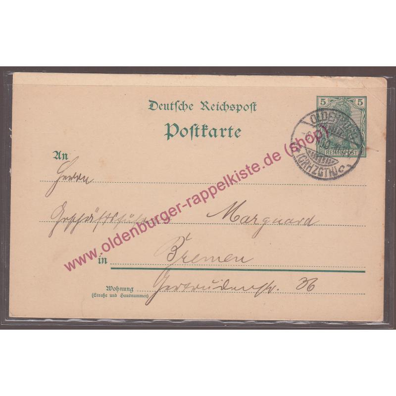 Postkarte Deutsche Reichspost frankiert Oldenburg 1900 gel. -