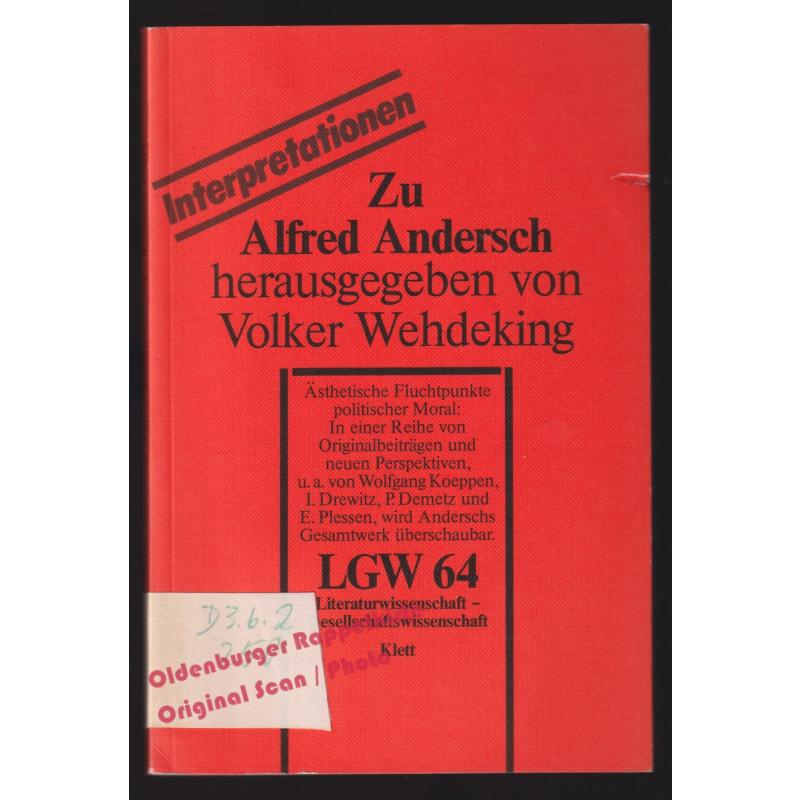 Zu Alfred Andersch: Interpretationen  LGW 64   - Wehdeking, Volker (Hrsg)
