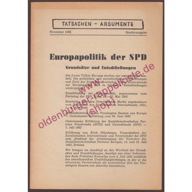 Europa-Politik der SPD: Tatsachen und Argumente (1962) - Koch, Wolf (Red.) 