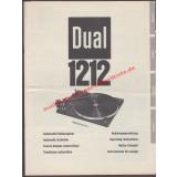 DUAL 1212 Plattenspieler - Original-Bedienungsanleitung (1969)  - Dual Gebrüder Steidinger